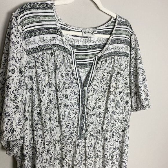 Wonderly Floral Maxi Dress Womens 3X Short Sleeves V Neck Boho - Picture 3 of 7